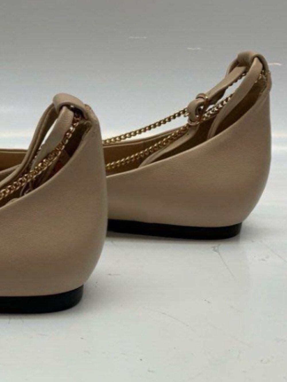 Zara Beige Pointed Toe Chain Flats - Picture 6 of 7